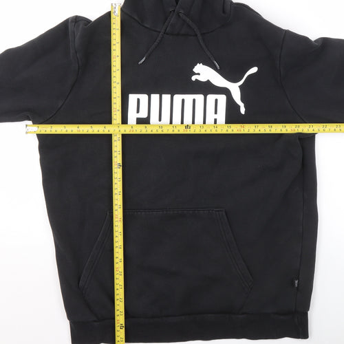 Puma Women's Black Pullover Hoodie Medium Logo Print Cotton Blend
