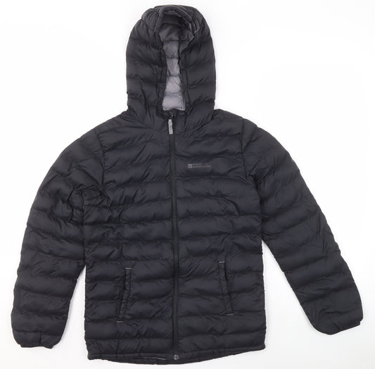 Mountain Warehouse Boys Black Hooded Puffer Jacket 11-12 Years Water Resistant