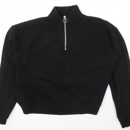 Pull&Bear Womens Black 1/2 Zip High Neck Sweatshirt Size 12