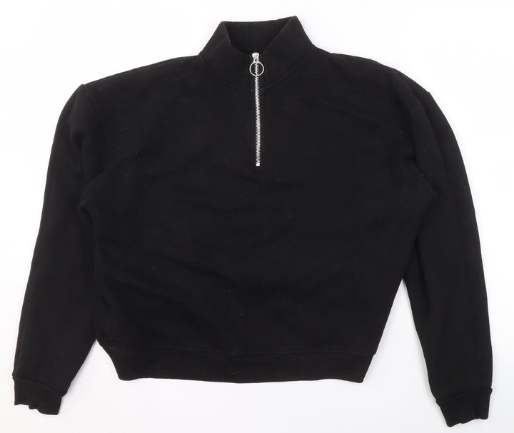 Pull&Bear Womens Black 1/2 Zip High Neck Sweatshirt Size 12