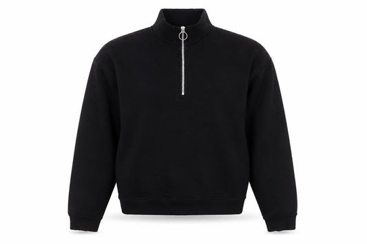 Front view of Pull&Bear women’s black 1/2 zip high neck sweatshirt, size UK 12