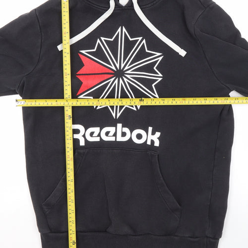 Reebok Men's Black Pullover Hoodie M Sports Fleece Logo Sweatshirt