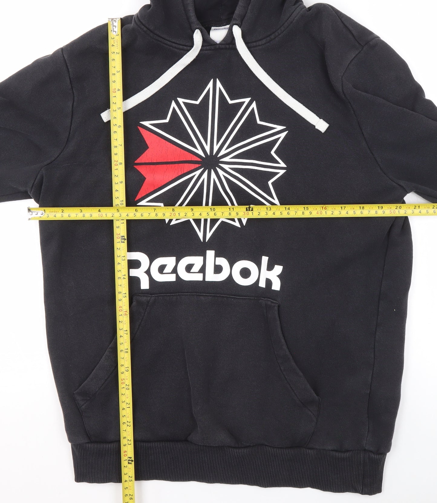 Reebok Men's Black Pullover Hoodie M Sports Fleece Logo Sweatshirt