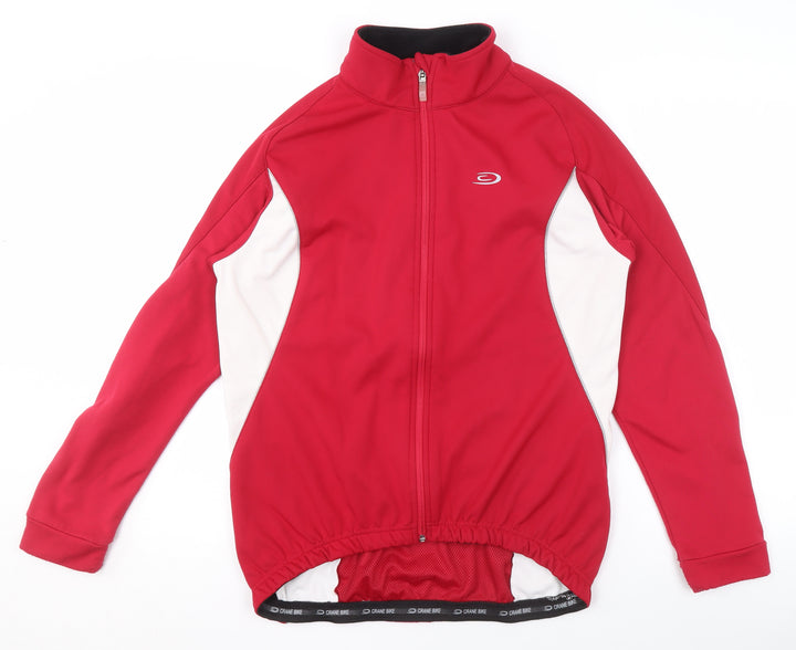 Crane Women Red Softshell Cycling Jacket Size M Full Zip Reflective Sportswear