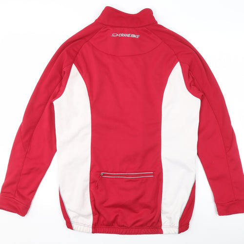 Crane Women Red Softshell Cycling Jacket Size M Full Zip Reflective Sportswear
