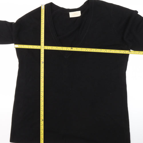 Ann Harvey Womens Black V-Neck Pullover Sweater UK 22 Acrylic Knit