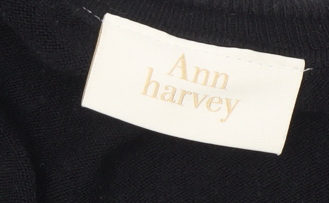 Ann Harvey Womens Black V-Neck Pullover Sweater UK 22 Acrylic Knit