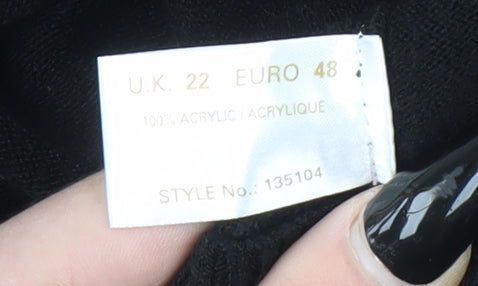 Ann Harvey Womens Black V-Neck Pullover Sweater UK 22 Acrylic Knit