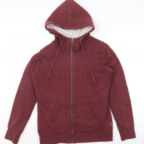 Vans Women’s Red Hooded Fleece Lined Zip Jacket Size S