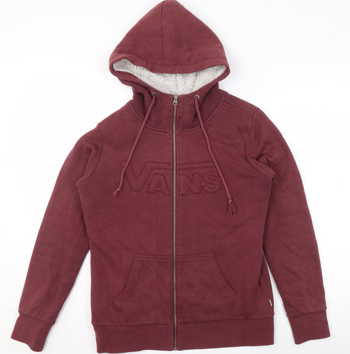 Vans Women’s Red Hooded Fleece Lined Zip Jacket Size S