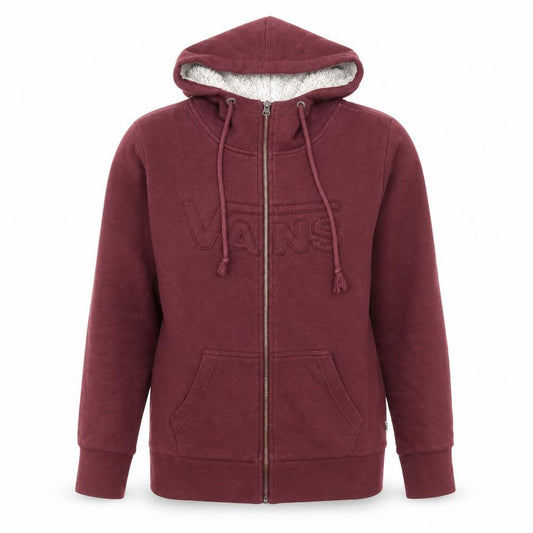 Front view of Vans Women’s Red Hooded Fleece Lined Zip Jacket, size S
