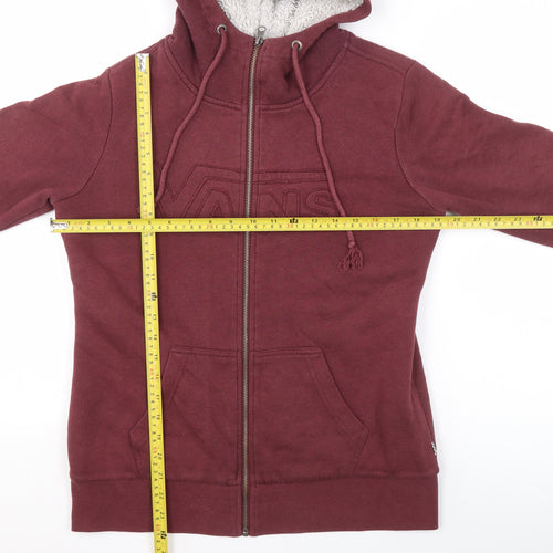 Vans Women’s Red Hooded Fleece Lined Zip Jacket Size S