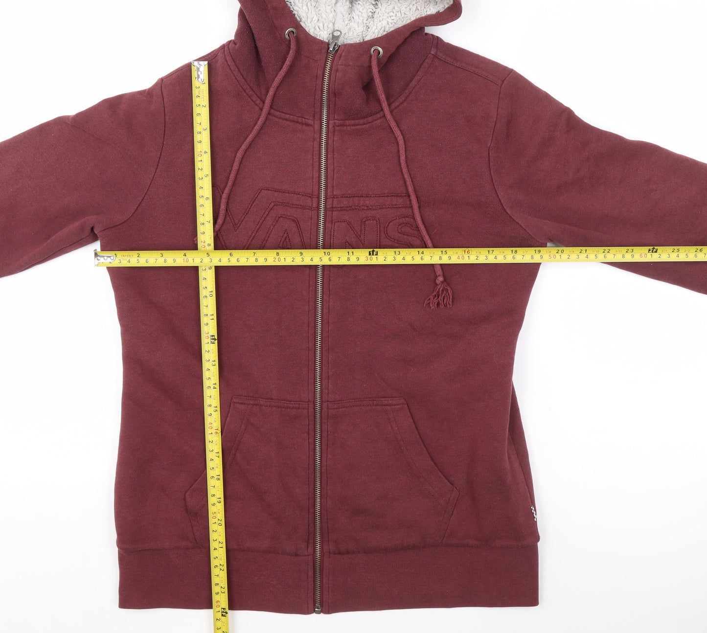 Vans Women’s Red Hooded Fleece Lined Zip Jacket Size S