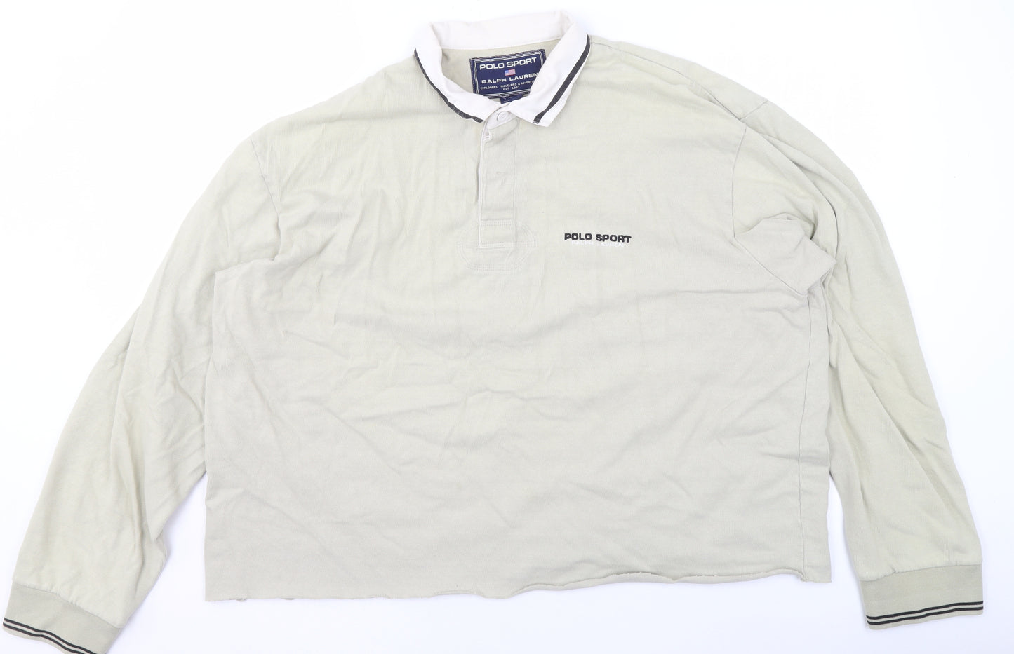 Ralph Lauren Polo Sport Men's Beige Long Sleeve Cotton Polo Shirt L