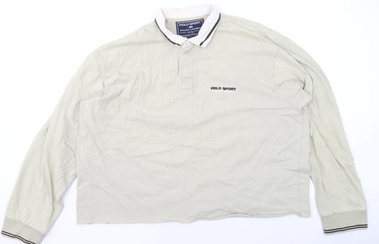 Ralph Lauren Polo Sport Men's Beige Long Sleeve Cotton Polo Shirt L