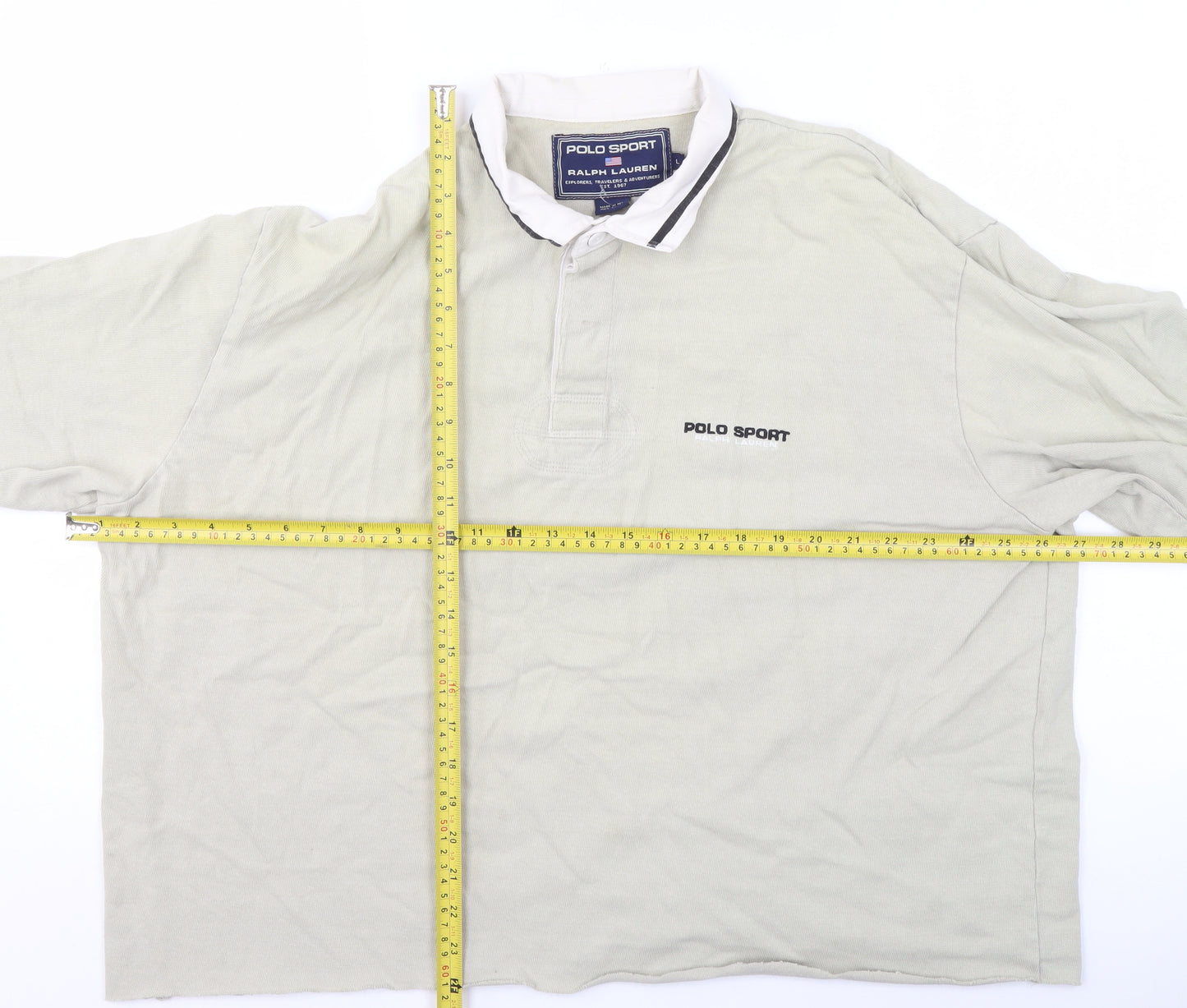 Ralph Lauren Polo Sport Men's Beige Long Sleeve Cotton Polo Shirt L