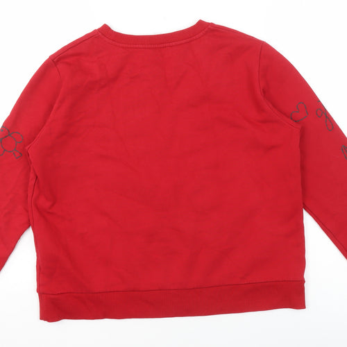 b+ab Womens Red Embroidered Pullover Sweatshirt Size S