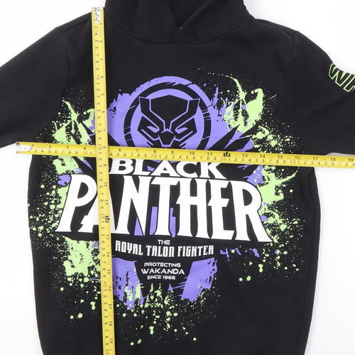 Marvel Boys Black Hoodie 10-11 Years Black Panther Pullover Fleece