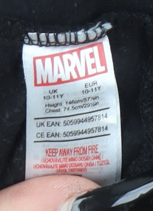 Marvel Boys Black Hoodie 10-11 Years Black Panther Pullover Fleece