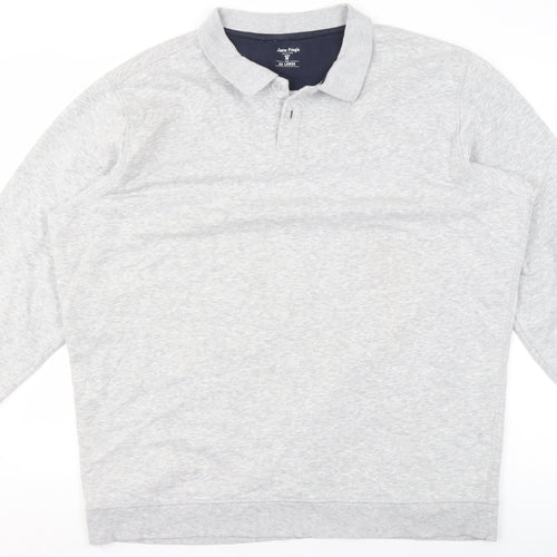 James Pringle Men’s Grey Collared Henley Sweatshirt Size 2XL