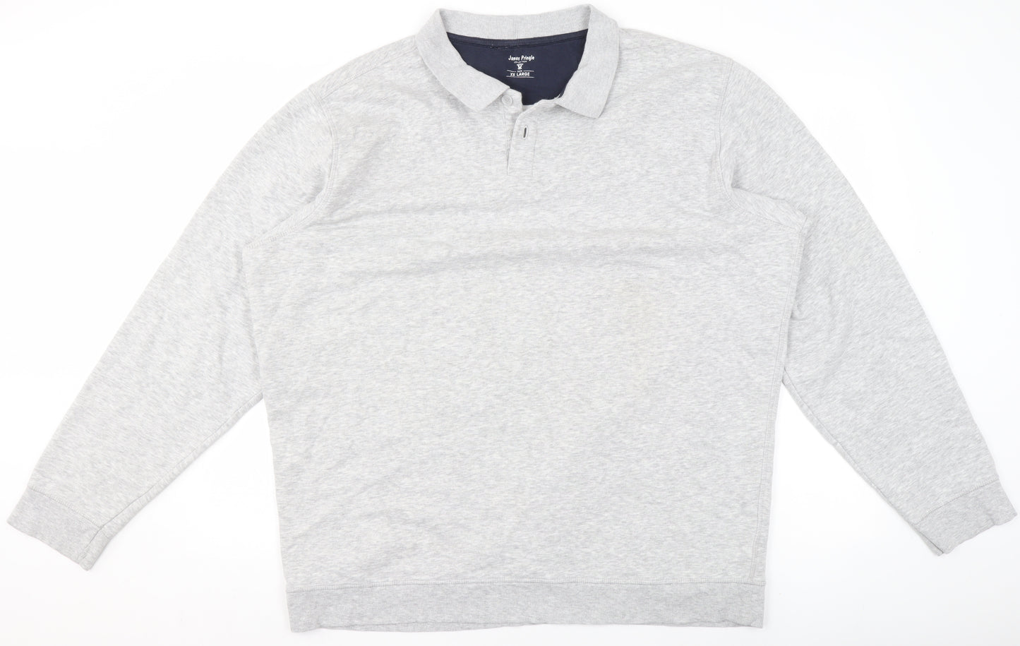 James Pringle Men’s Grey Collared Henley Sweatshirt Size 2XL