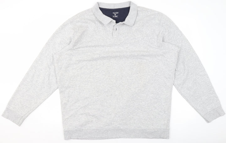 James Pringle Men’s Grey Collared Henley Sweatshirt Size 2XL