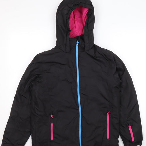 Crane Girls Black Hooded Puffer Jacket 13-14 Years Winter Coat