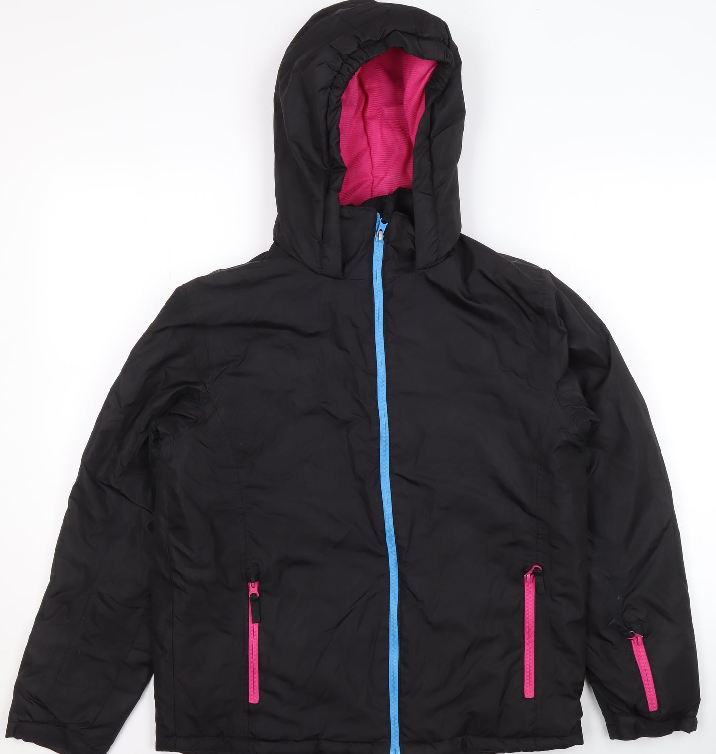 Crane Girls Black Hooded Puffer Jacket 13-14 Years Winter Coat