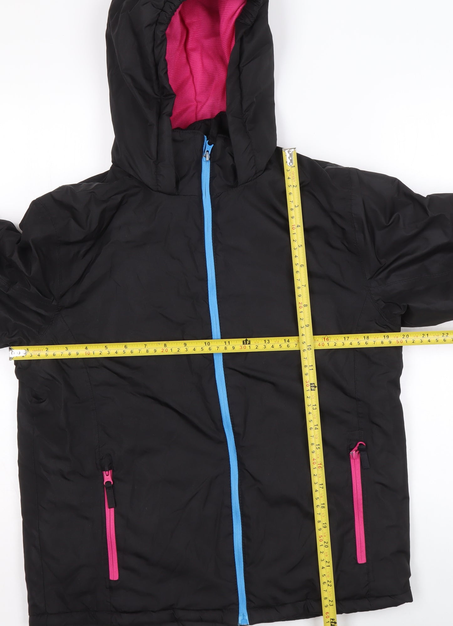 Crane Girls Black Hooded Puffer Jacket 13-14 Years Winter Coat