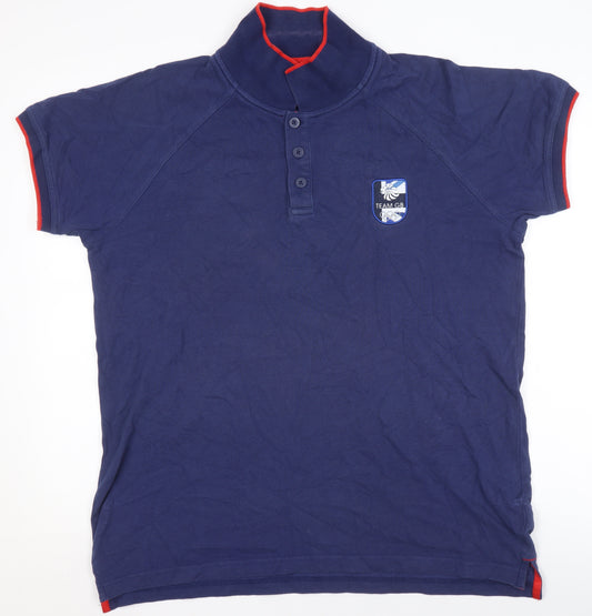 Team GB Men’s Blue Polo Shirt L Regular Fit Cotton Sportswear