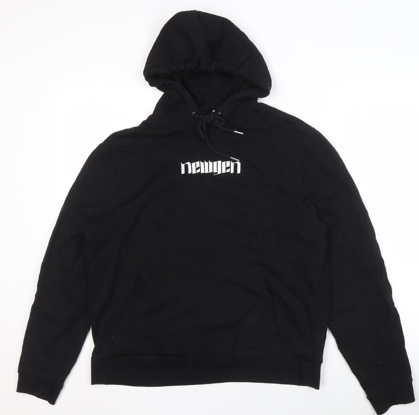 ASOS Design Unisex Kids Black Pullover Hoodie L Logo Graphic Cotton