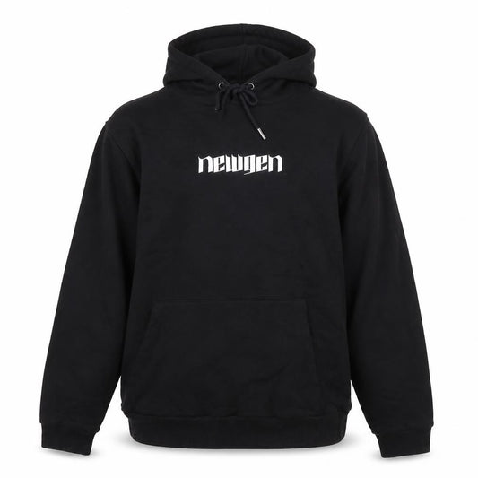 Front view of ASOS Design unisex kids black pullover hoodie l logo graphic cotton