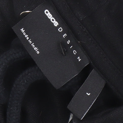 ASOS Design Unisex Kids Black Pullover Hoodie L Logo Graphic Cotton