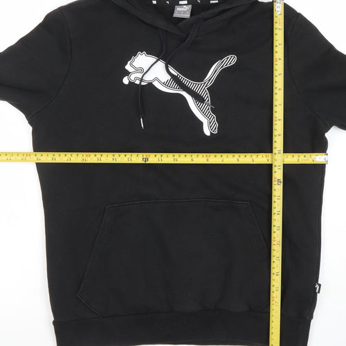 Puma Womens Black Hoodie Medium Pullover Cotton Blend Logo Print