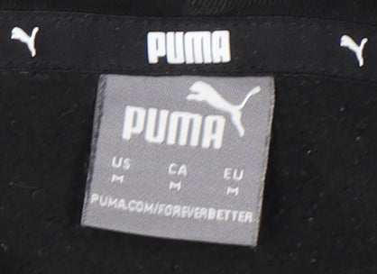 Puma Womens Black Hoodie Medium Pullover Cotton Blend Logo Print