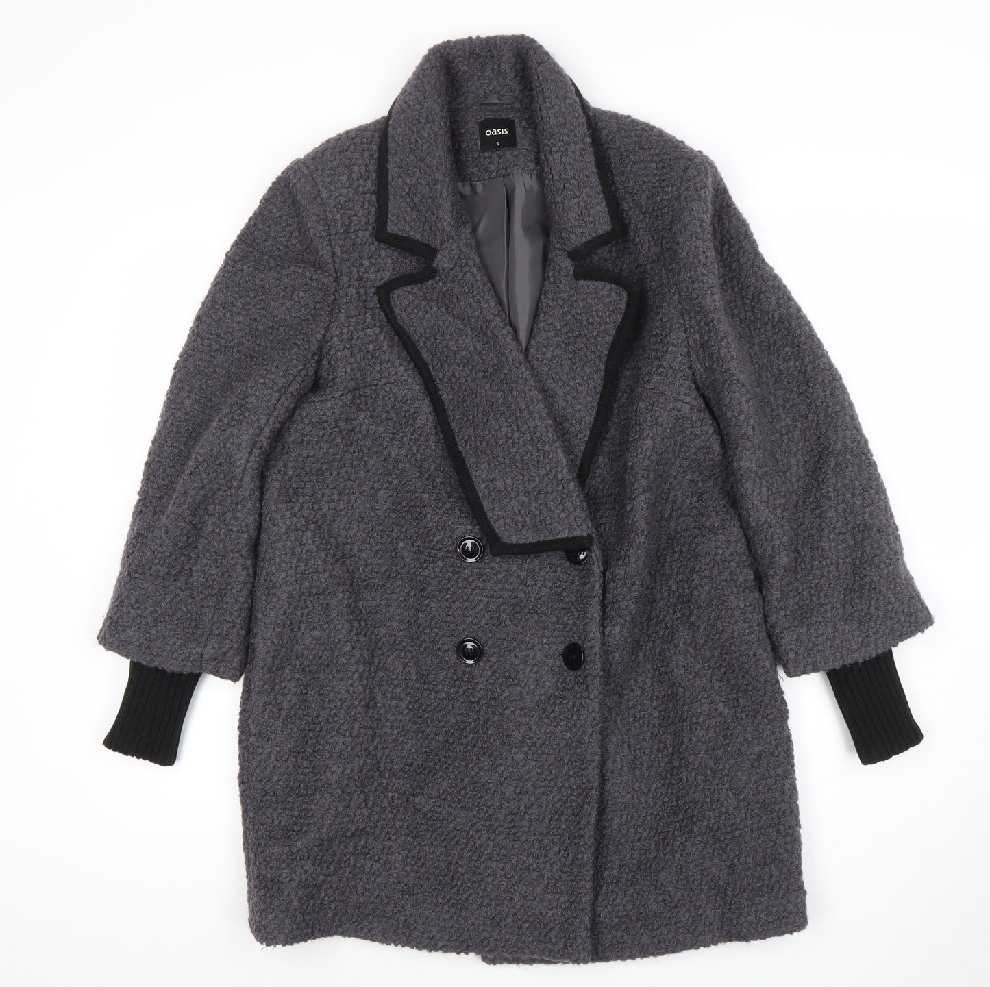 Oasis Women’s Grey Mid-Length Wool Blend Overcoat Size S