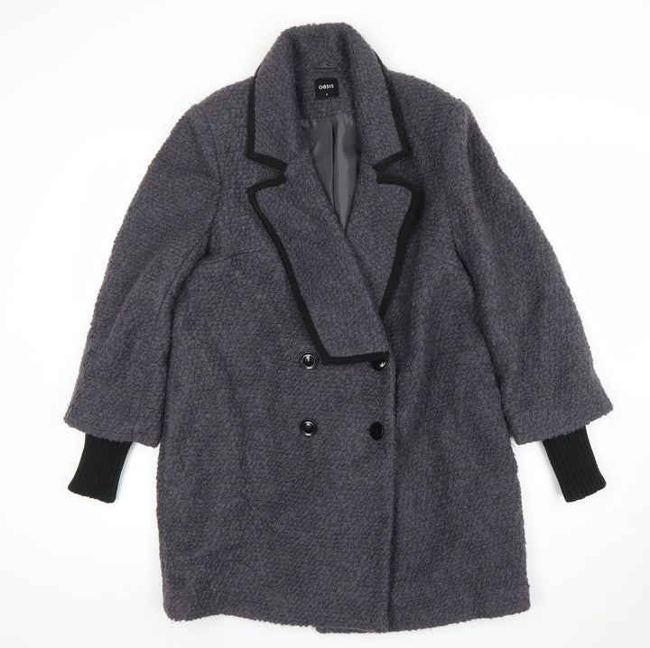 Oasis Women’s Grey Mid-Length Wool Blend Overcoat Size S
