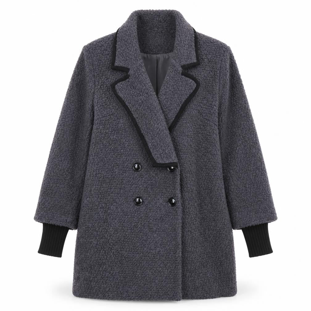 Front view of Oasis Women’s Grey Mid-Length Wool Blend Overcoat, size S