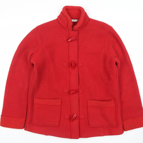 Marks and Spencer Women's Red Fleece Mid-Length Duffle Coat UK 12