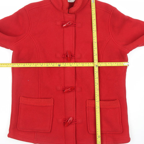 Marks and Spencer Women's Red Fleece Mid-Length Duffle Coat UK 12