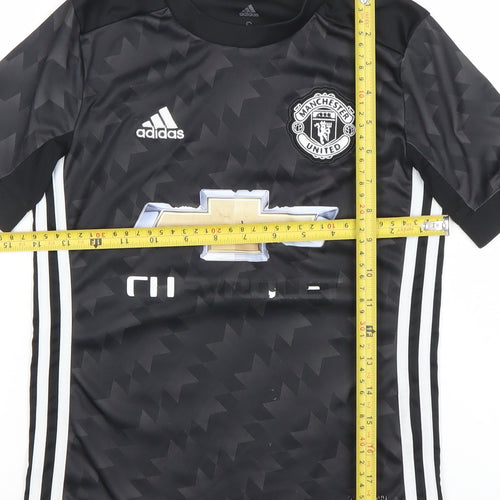 Adidas Boys Black Manchester United Football Jersey T-Shirt 9-10 Years