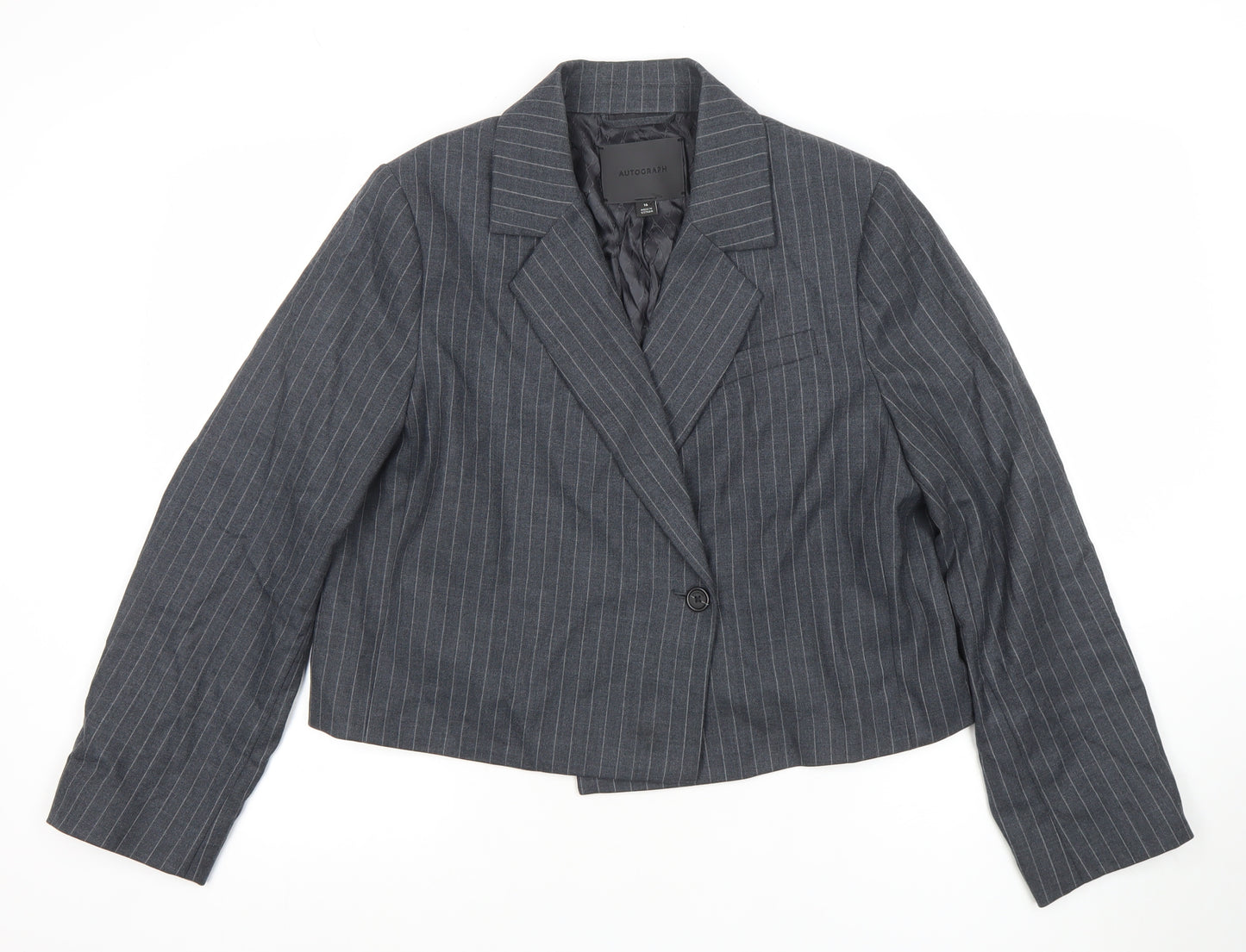 Marks and Spencer Autograph Women’s Grey Pinstripe Wool Blazer Size 16