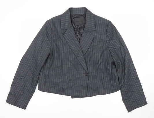 Marks and Spencer Autograph Women’s Grey Pinstripe Wool Blazer Size 16