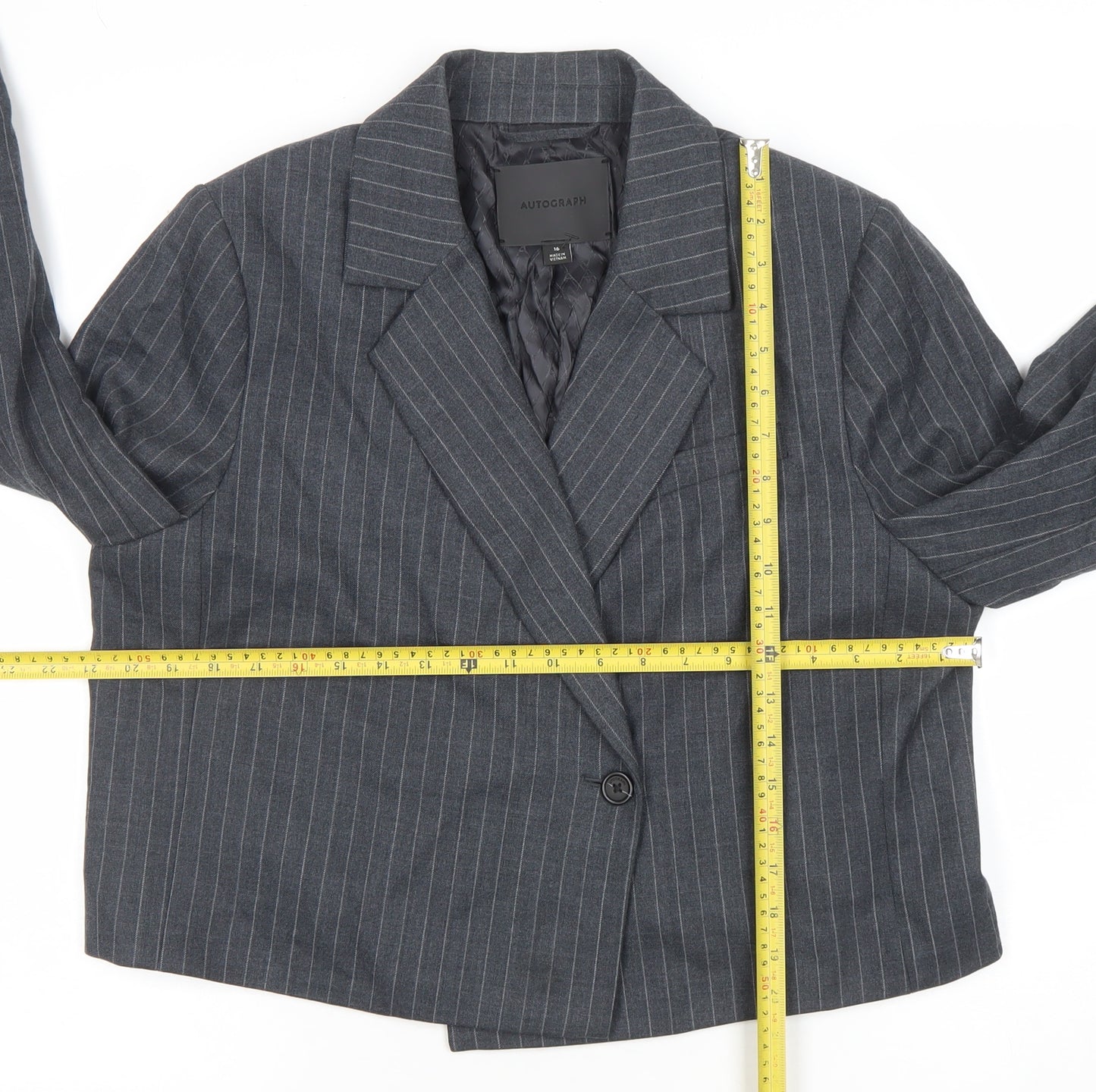 Marks and Spencer Autograph Women’s Grey Pinstripe Wool Blazer Size 16