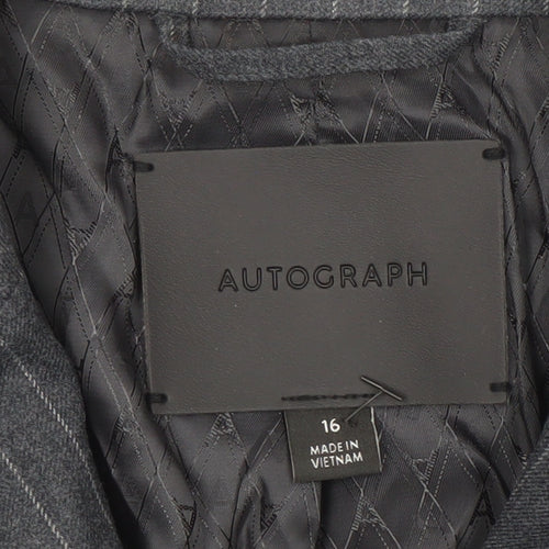 Marks and Spencer Autograph Women’s Grey Pinstripe Wool Blazer Size 16