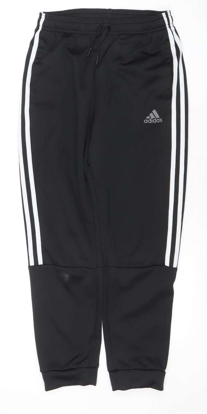 adidas Boys Black 11-12 Years Tapered Track Pants Recycled Polyester