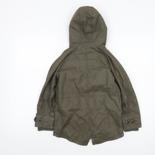 Next Boys Green Hooded Parka Jacket 6 Years Lined Mid-Length Cotton Winter Coat