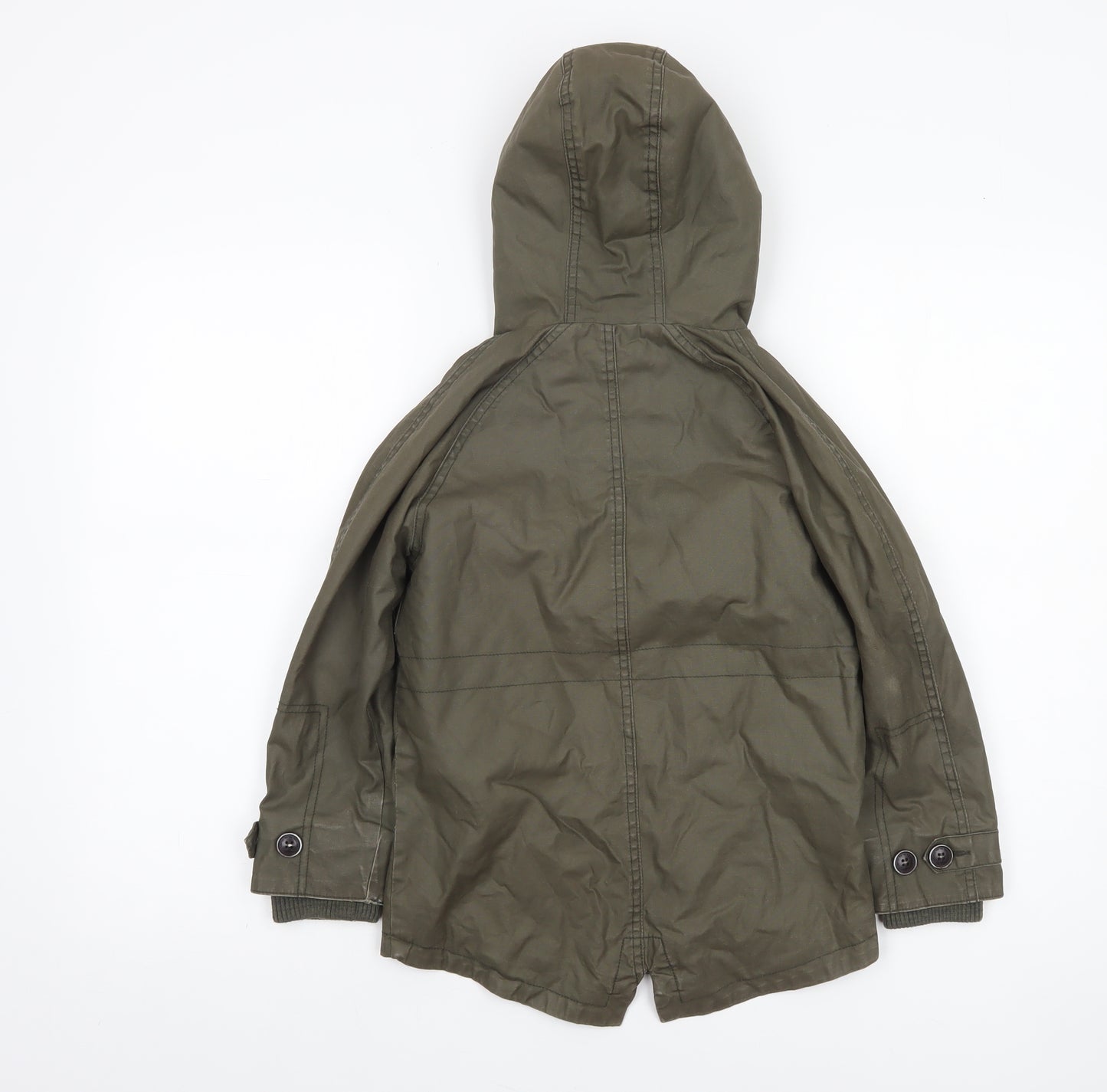 Next Boys Green Hooded Parka Jacket 6 Years Lined Mid-Length Cotton Winter Coat