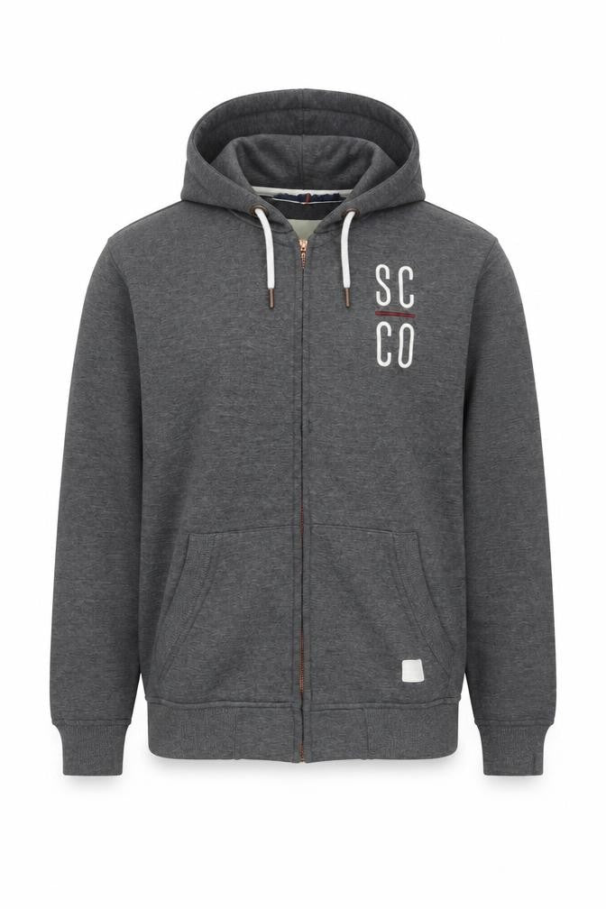 Front view of SoulCal Men’s Grey Full Zip Hoodie, size L, Regular Fit