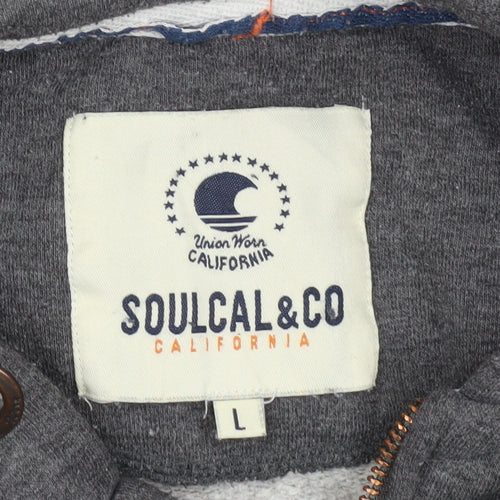 SoulCal & Co Men’s Grey Full Zip Hoodie Size L Regular Fit